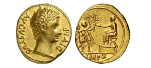 Two gold coins featuring Augustus.