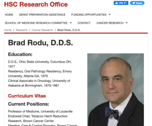 HSC Research Office webpage about Brad Rodu.