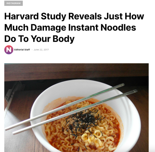 Image of an Instagram story with a headline about ramen noodles, image of ramen noodles.